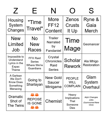 Fanfest/5.5 Predictions Bingo Card