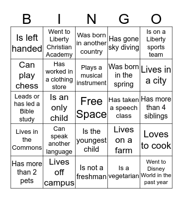 Get to Know You Bingo Card