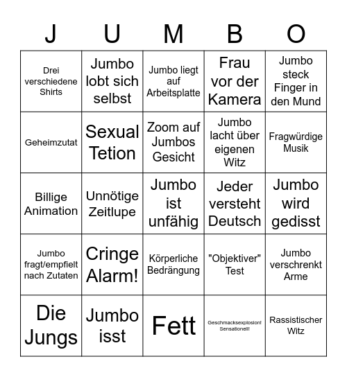 Jumbo-Bingo - Noch fetter! Bingo Card