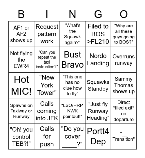 EWR/ARD Bingo Card