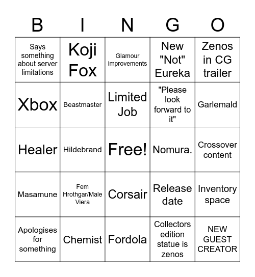 Annnouncement showcase + live letter! Bingo Card