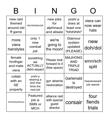 Announcement Showcase Bingo Card Baby!! Bingo Card