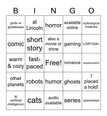 SCIENCE FICTION BINGO PARTY! Bingo Card