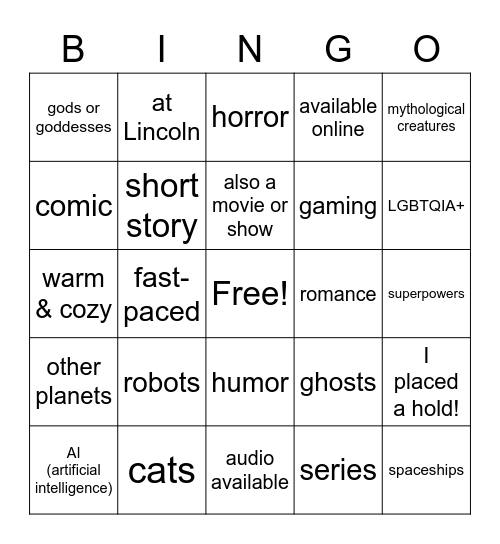 SCIENCE FICTION BINGO PARTY! Bingo Card