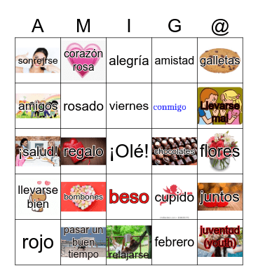 Fiesta y San Valentín Bingo Card