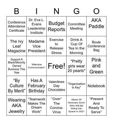 AKA Leadership Bingo Card