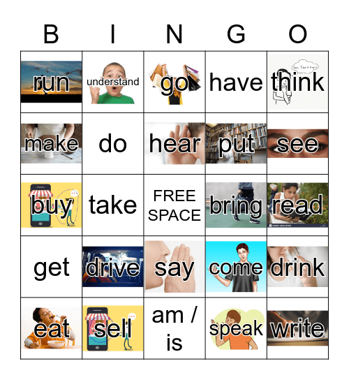 Past Tense Bingo - Reverse (irregular verbs) Bingo Card