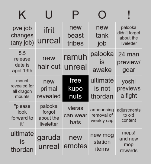 5.5 bingo only Bingo Card