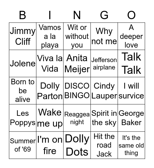 DISCO BINGO Card
