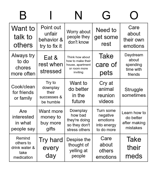 Cool people ____ Bingo Card