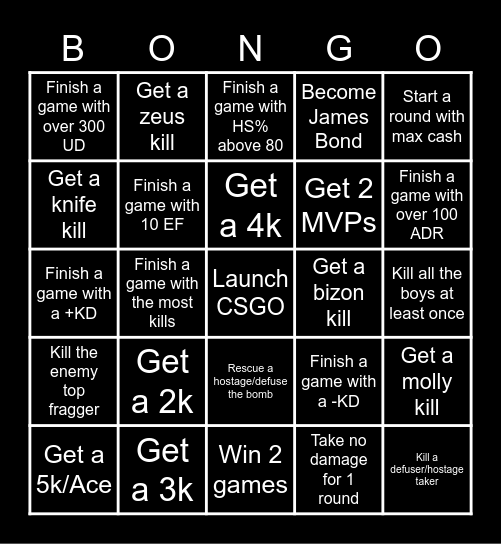 Try Hard Bingo Card