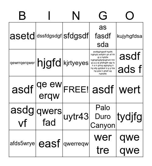 West Texas Bingo Card