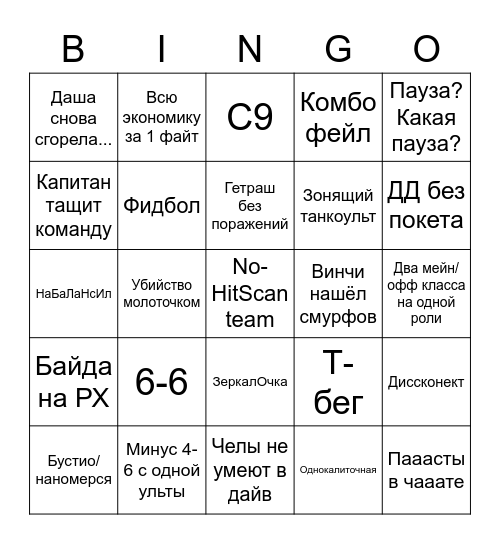 Саб-турнир Анака №8 Bingo Card