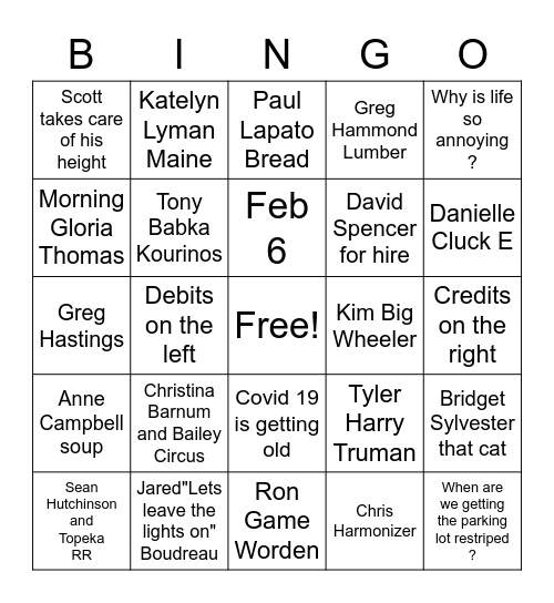 Whats in a name ? Bingo Card