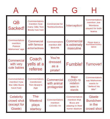 PIRATE PARTY (also SuperBowl) BINGO Card