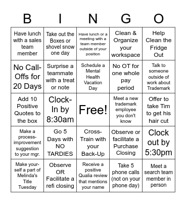 Trademark Bingo Fun!! Bingo Card