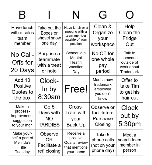Trademark Bingo Fun!! Bingo Card