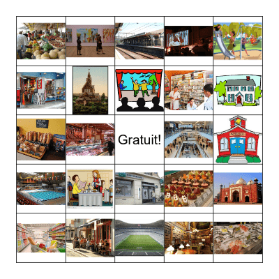 Les endroits Bingo Card