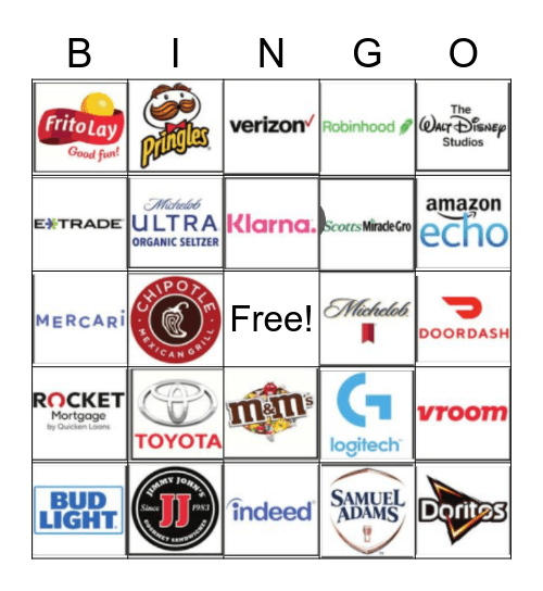 Super Bowl 2021 Bingo Card