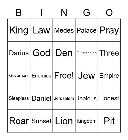 DANIEL IN THE LIONS' DEN Bingo Card