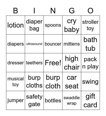 baby shower Bingo Card