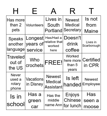 MMP MH Cardiology Bingo Card