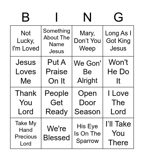 Gospel BINGO Card