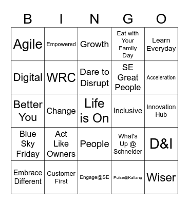 SE BINGO Card
