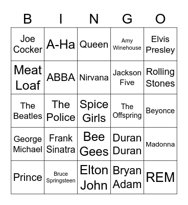 Music Bingo Card