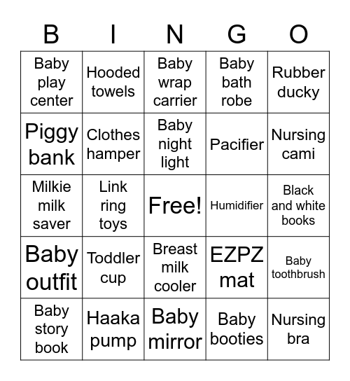 Melanie’s Baby Shower Bingo Card