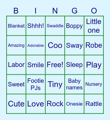 Kaitlyn's Baby Shower! Bingo Card