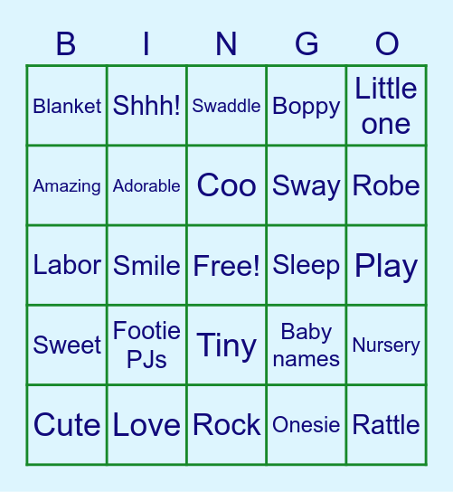 Kaitlyn's Baby Shower! Bingo Card