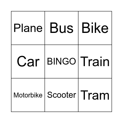 Transport Bingo Card