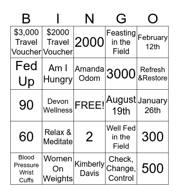 Well Bingo Card