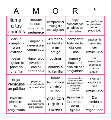 **LOVE MONTH Spanish 2021** Bingo Card