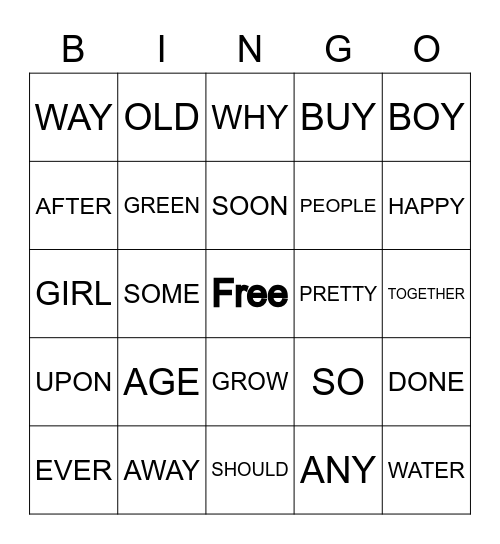 UNIT 3 SIGHT WORD BINGO Card