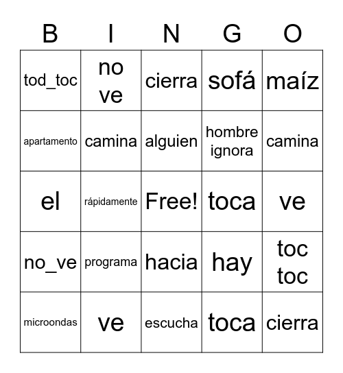 Cierra la Puerta Bingo Card