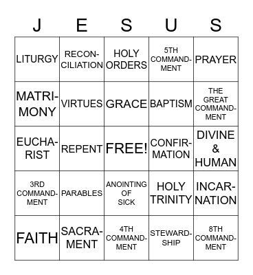 KINGDOM  OF  GOD  BINGO Card