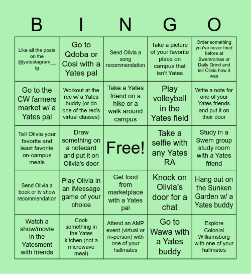 Y2N Bingo! Bingo Card