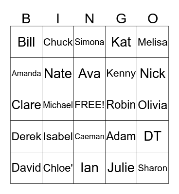 ODLE FAMILY BINGO Card