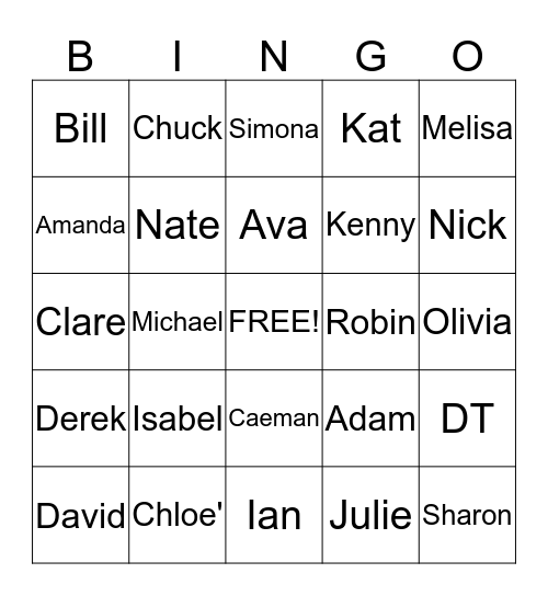 ODLE FAMILY BINGO Card