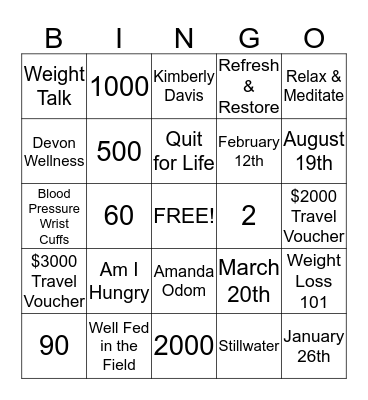 Well Bingo Card