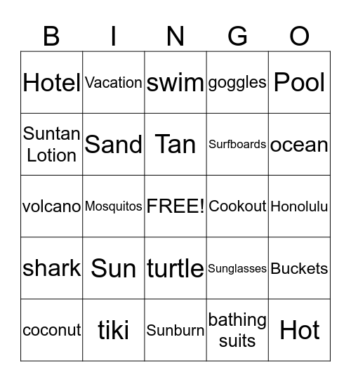 Winter Vacation Bingo Card