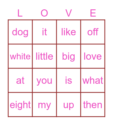 Valentine's Bingo Card