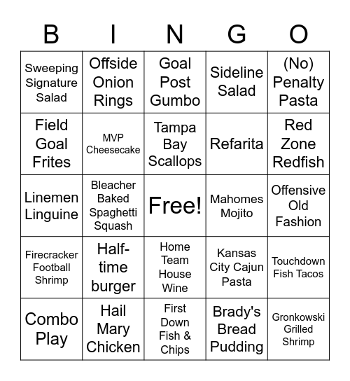 SUPERBOWL BINGO Card