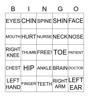 Health Bingo Card
