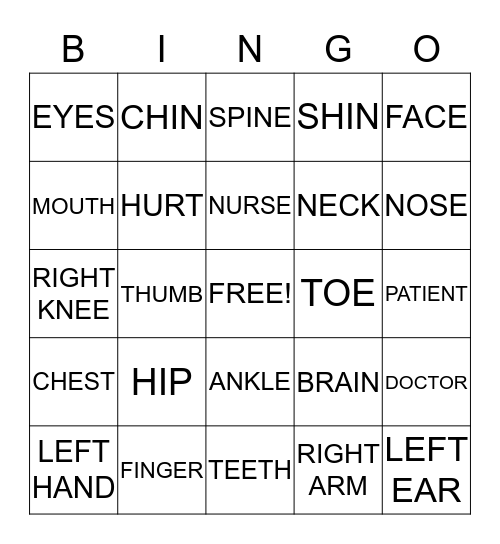 Health Bingo Card