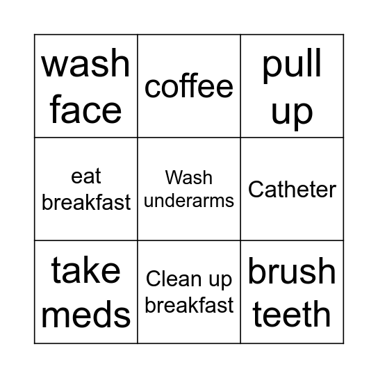 Sunday Bingo Card