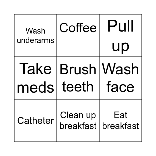Morning Routine Bingo Card