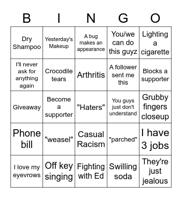 cmc live Bingo Card